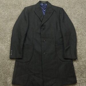 Indochino coat mens 38 Wool Cashmeres Herringbone Gray Kangaroo Lined overcoat
